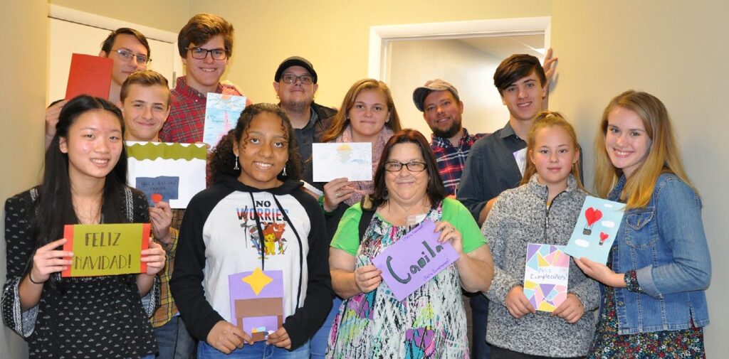 Youth class at El Shaddai Congregation with their  cards for Camila, 12.19.